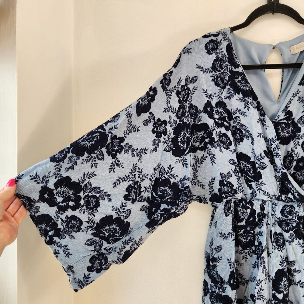 Altar'd State Blue Floral Romper Long Sleeve Boho Bohemian Shorts Women's S - Picture 3 of 8